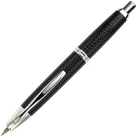 Pilot Namiki Vanishing Point - Pluma estilográfica, carbono con borde cromado, punta mediana de 18 quilates