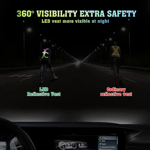 Vista 3 de Chaleco reflectante LED para correr con luz delantera, luces de correr para corredores, chaleco reflectante recargable y ajustable para mujeres