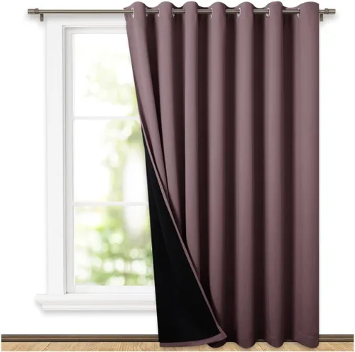 Vista 89 de NICETOWN Cortinas 100 % opacas con aislamiento térmico, panel de cortina deslizante de rendimiento que reduce el ruido con forro negro, bloqueo