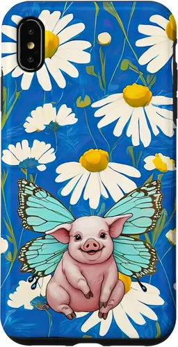 Vista 11 de Adorable pig piglet with butterfly wIngs daisy flower sweet Case for iPhone 16