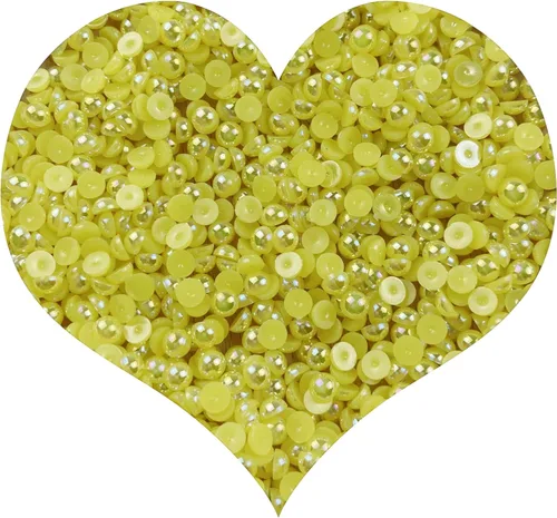 Vista 47 de 1500 piezas 4mm Medias Perlas Verdes AB Planas con Parte Posterior Plana para Manualidades DIY, Perlas de Plástico Redondas con Parte Posterior