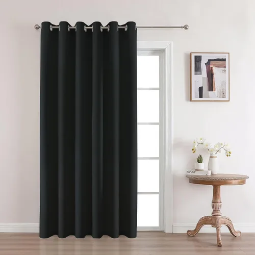 Vista 24 de Joydeco Cortinas opacas de 72 pulgadas de largo, 2 paneles burg, cortinas de oscurecimiento de habitación para dormitorio, cortinas térmicas Negro