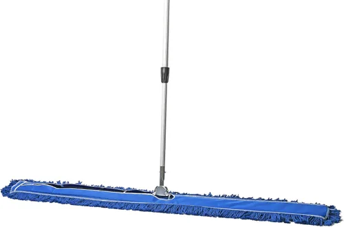 Vista 35 de Trapeador de polvo comercial azul de 24 pulgadas y barredora de piso con mango extensible, mopa para limpieza de suelos de madera, azulejos