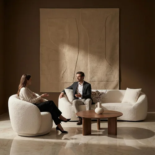 Juego de 2 sofás curvos, modernos sofás de sala de estar, sofás integrales, sofás de 3 plazas + silla giratoria de 360 grados con respaldo curvado