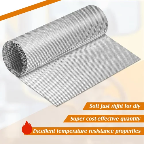 Vista 6 de Protector térmico de escape automotriz, 20" x 47.2" material de protección térmica de aluminio repujado con 20 piezas de bridas metálicas