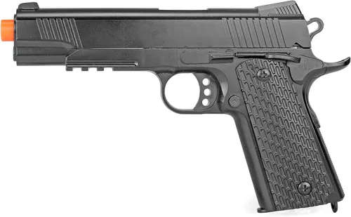 BBTac Pistola Airsoft 1911 - Pistola de metal Airsoft con resorte accionado, construcción de aleación de metal de alta precisión FPS (negro táctico)