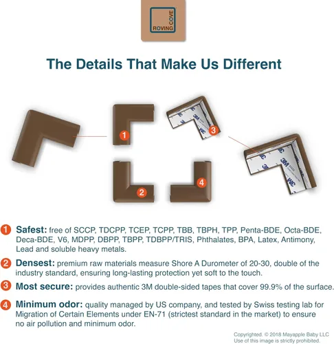 Vista 7 de Roving Cove Protector de Esquina de Ajuste Delgado para Protección de Bebés (8 Esquinas Pequeñas), Protectores de Parachoques de Esquinas de Muebles