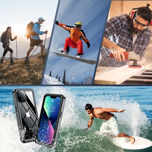 Vista 7 de SPIDERCASE para iPhone 13, funda impermeable, con lente y protector de pantalla incorporados, protección completa de alta resistencia, resistente a