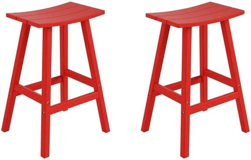 Vista 68 de Costaelm Juego de 2 taburetes de bar para todo tipo de clima, 29 pulgadas de altura, taburetes de bar Adirondack de polietileno para patio, terraza