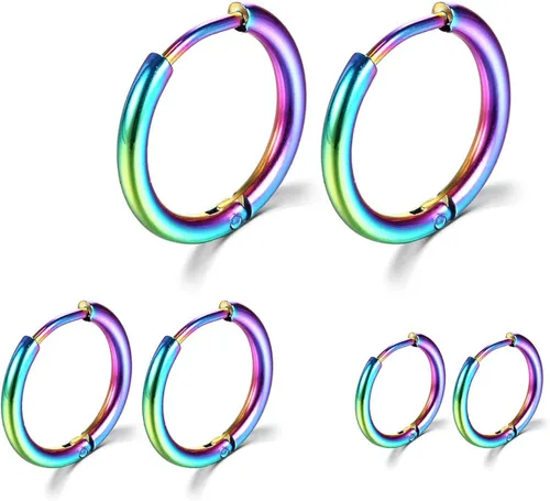 Aretes de aro de acero inoxidable quirúrgico de 0.315in0.394in0.472in para mujeres y hombres, Acero inoxidable