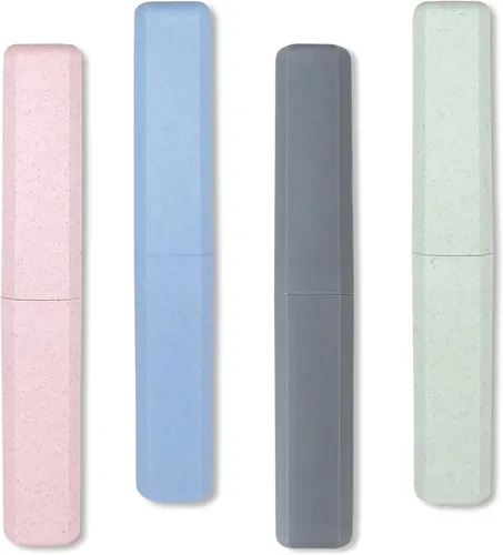 Vista 10 de Mulbozy Paquete de 4 fundas portátiles para cepillos de dientes, de plástico transpirable, para el hogar, viajes, negocios, campamento, escuela
