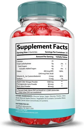Vista 2 de Justified Laboratories Paquete de 3 gomitas Keto Genesis Keto ACV de fórmula avanzada de 1000 mg Keto Genesis formuladas con jugo de granada