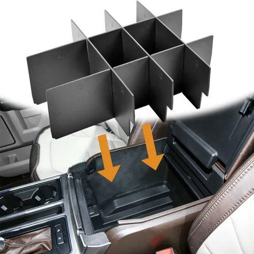 TACOBRO Divisores organizadores de consola central compatibles con Ford F150 2015-2018 2019 2020 Accesorios negro ABS plástico reposabrazos caja de