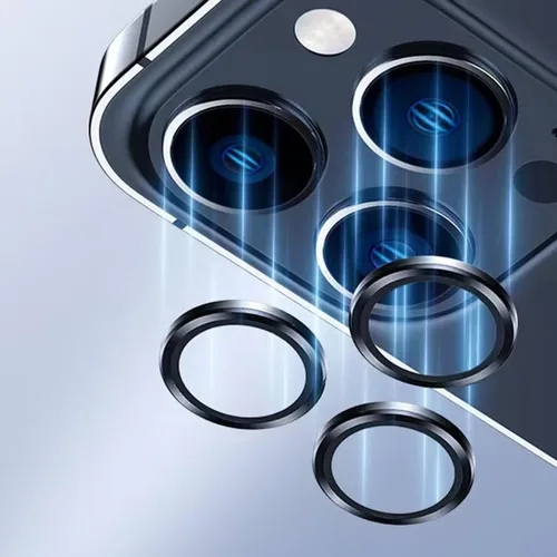 Vista 3 de 2 Pack For iPhone 16 Pro Max/16 Pro/15 Pro /15 Pro Max Camera Lens Protector Tempered Glass 3D Aluminum Alloy Ring [Original Color & HD Shooting ]