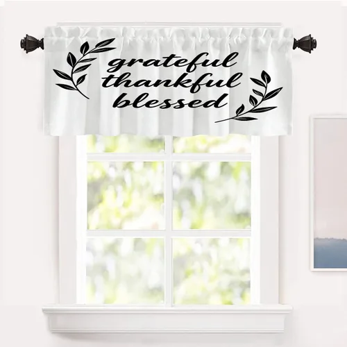 Vista 18 de Shrahala Cortinas blancas S inspiradoras para ventanas de cocina, cortinas negras con palabras cristianas para cafetería, cortinas opacas