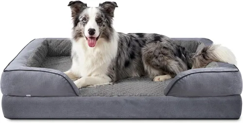 Vista 45 de L Plus - Cama ortopédica para perros grandes, sofá lavable para perros con espuma para huevos, forro impermeable y parte inferior antideslizante