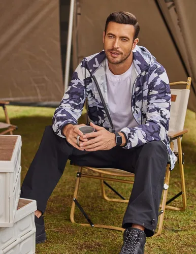 Vista 7 de COOFANDY Chaqueta impermeable para hombre, ligera, impermeable, con capucha, para correr, senderismo, ciclismo