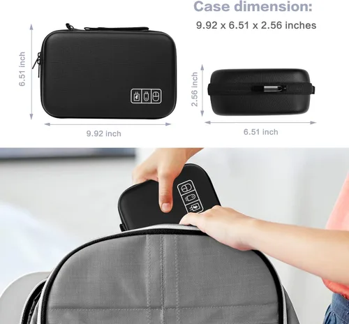 Vista 4 de MOSISO Funda organizadora electrónica de viaje compatible con adaptador de corriente MacBook, compatible con Magic Mouse y lápiz, tarjeta SD, disco