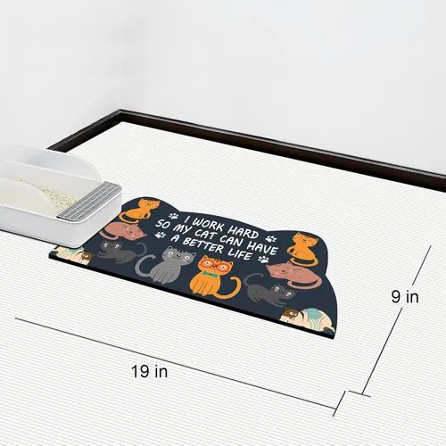 Vista 3 de Tapete de comida para gatos de interior – Sin manchas fácil de limpiar suministros para mascotas – Cuencos para gatos