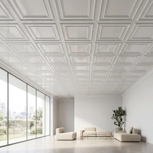 Vista 14 de from Plain to Beautiful in Hours 232 Economy - Azulejos de techo de PVC de 2 pies x 2 pies, blanco, paquete de 10