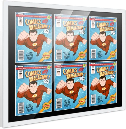 Vista 135 de Poster Palooza Marco de cómic con paspartú para 1 cómic de la Edad de Bronce publicado entre 1970 y 1985, marco de cómic negro para cómic de 7.25 x