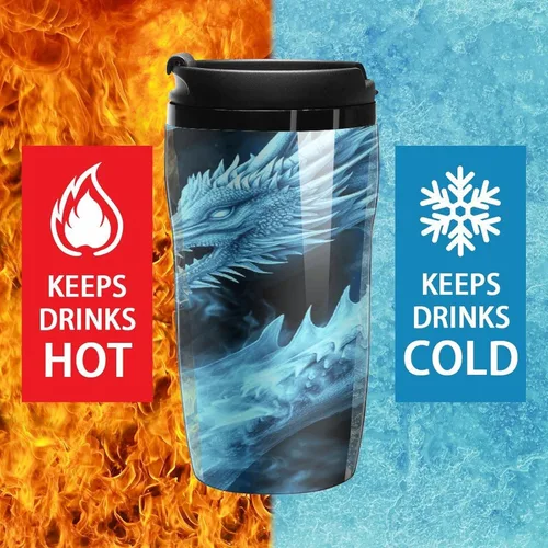 Vista 5 de Ice And Fire Dragons Coffee Cup Hot Coffee Travel Mug Reusable Iced Coffee Cups Double Heat Insulation Coffee Mug with Leak-Proof Lid Stylish Travel