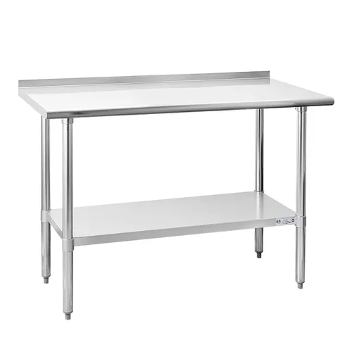 Vista 34 de Hally - Mesa de trabajo y preparación de acero inoxidable, mesa comercial de gran resistencia con estante inferior y salpicadero para restaurante