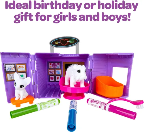 Vista 8 de Crayola Scribble Scrubbie Pet Tattoo Shop, Toy Pet Playset, regalo para niños, edad 3, 4, 5, 6