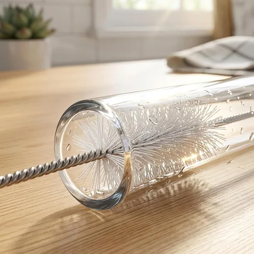 Vista 5 de Cepillo largo con pajilla, nailon flexible, reutilizable, limpiador de tubos de 12 pulgadas x 2/5 pulgadas, juego de 10