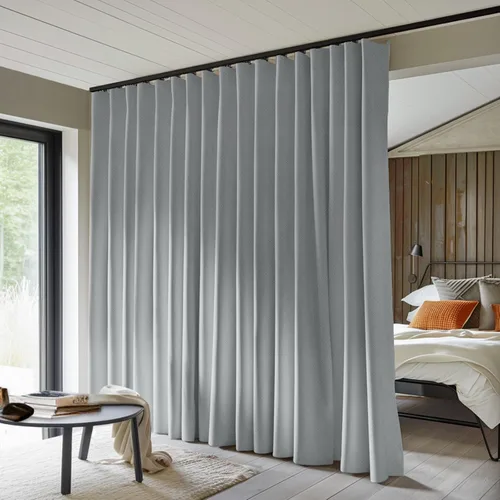 Vista 17 de MaKefeile - Cortinas divisoras de habitación, para privacidad, totalmente opacas, con aislamiento térmico y reducción de ruido, para dormitorios