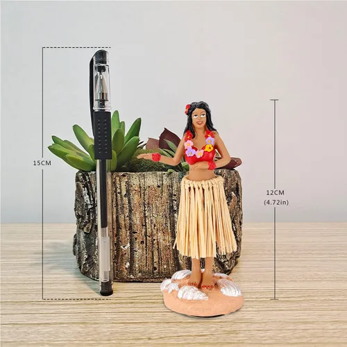 Vista 2 de Muñecas de hula bailando para tablero de coche, figuritas coleccionables para decoración del salpicadero, regalos para decoración del hogar, muñecos
