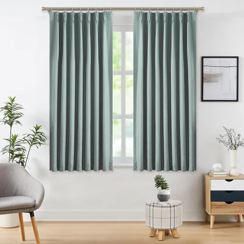 Vista 52 de WEST LAKE Cortinas Completamente Opacas Bailey con Pliegues Pinzados de 63 Pulgadas Azul Polvoriento con Forros, Cortinas Texturizadas Modernas