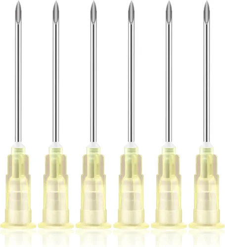 Vista 22 de 100 piezas agujas desechables 22G de 1 pulgada, Luer Lock paquete individual de accesorios de herramientas de laboratorio para rellenar líquidos