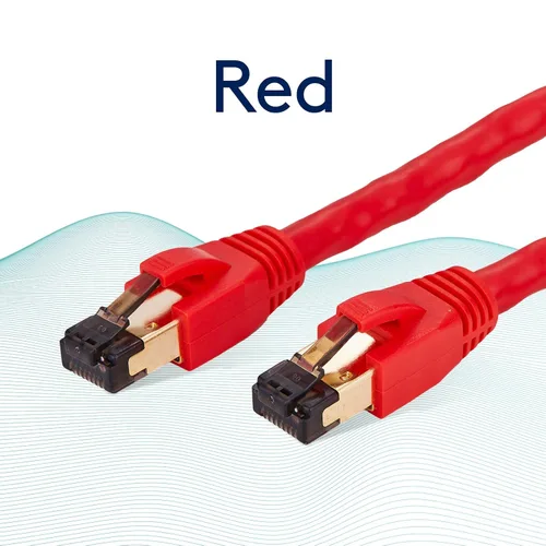 Vista 3 de Cable Ethernet Cat 8 Red Patch Azul 7ft 40Gbps, 2000Mhz Cobre 26AWG S/FTP Cable de rendimiento blindado de alta velocidad, conector RJ45 chapado