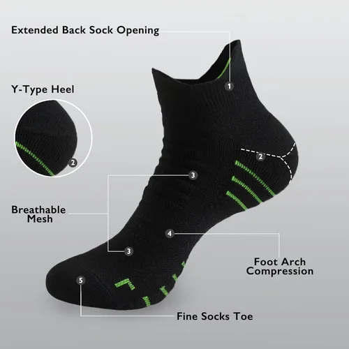 Vista 2 de AniKigu Running Socks Breathable Athletic Socks,Cushion Ankle Socks For Men And Women