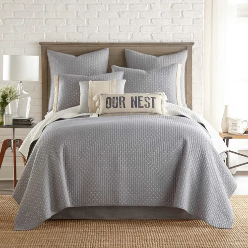 Vista 3 de Levtex Home - Juego de edredón de punto de cruz - 100% algodón - Edredón KingCal King (106 x 92 pulgadas) + 2 fundas de almohada King