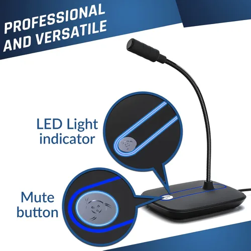 Vista 7 de KLIM C4 Micrófono de computadora con botón de silencio - Micrófono USB para computadora y consola - Micrófono de escritorio profesional con audio