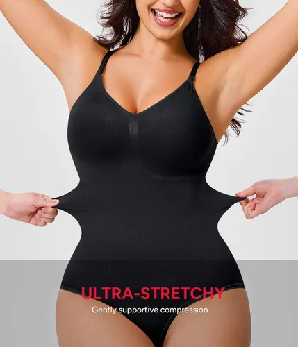 Vista 2 de Nebility Body moldeador de cintura sin costuras con cuello redondo y control de abdomen para mujer