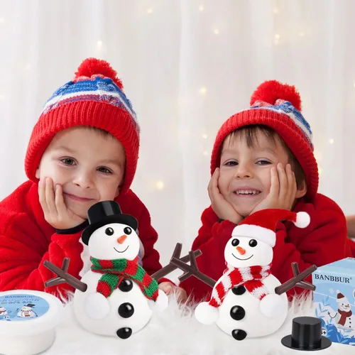 Vista 2 de Kit de 9 unidades para construir un muñeco de nieve, manualidades para niños, muñeco de nieve de arcilla para modelar, relleno de calcetines