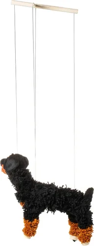 Vista 6 de Artisan Owl Marioneta Golden Rottweiler - Perro de hilo con patas de madera, cuerdas desmontables (negro y marrón)