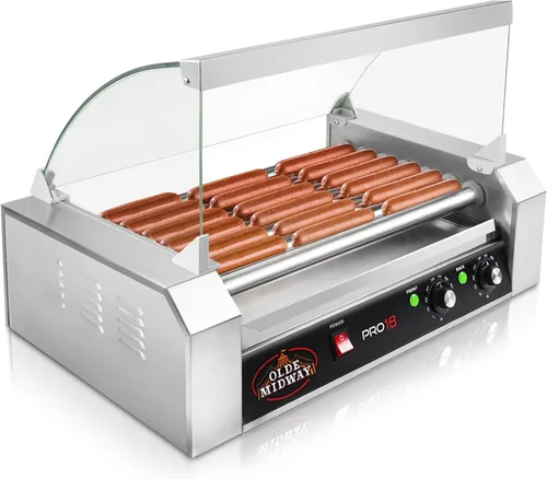 Vista 9 de Olde Midway - Máquina eléctrica de cocción para 12 perros calientes con 5 asadores giratorios, con tapa, de 700 Watts, de calidad comercial