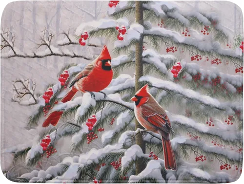 Vista 35 de Tapete de secado de platos con diseño de pájaro rojo de Feliz Navidad, absorbente y de secado rápido, protector para encimera de cocina, 18 x 24