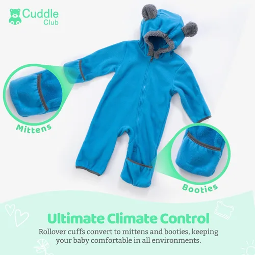 Vista 3 de Enterizo de vellón para bebé, rómper de una sola pieza con capucha para niños, ropa para exteriores, chaqueta infantil