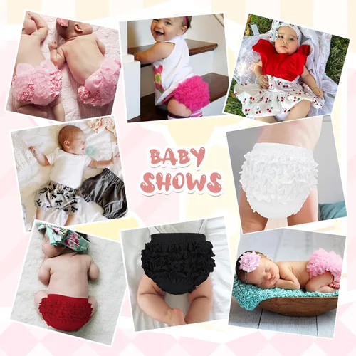 Vista 6 de Durio Bloomers para niñas pequeñas, fundas de pañales con volantes para niñas, lindos pantalones cortos de algodón para niñas