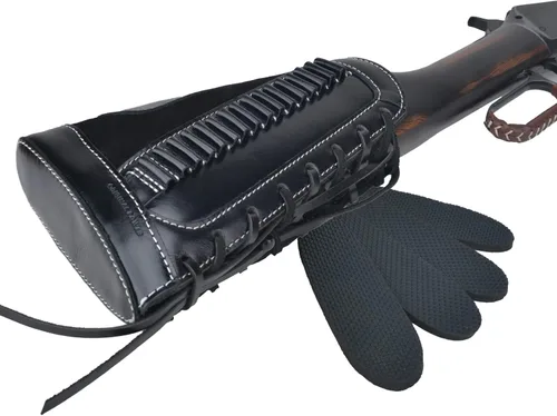 Vista 12 de Culata de cuero completo para pistola de caza, bolsas de soporte de munición para rifles, ajuste universal
