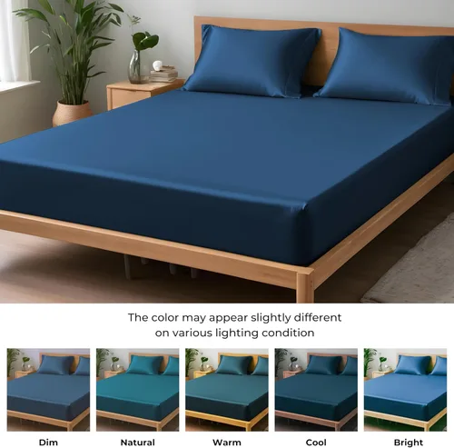 Vista 79 de Linenwalas - Sábana bajera de bambú, con bolsillo profundo, elástico y seguro, ropa de cama suave y refrescante perfecta para el cuidado de la piel