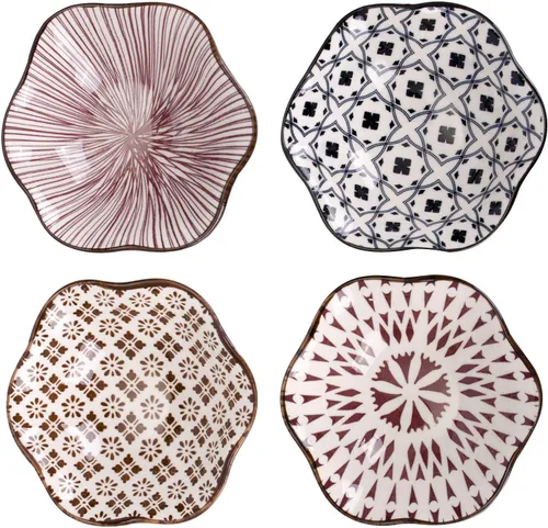 VanEnjoy Juego de 4 platos japoneses de cerámica de estilo moderno para salsa de soja, platos de salsa de soja