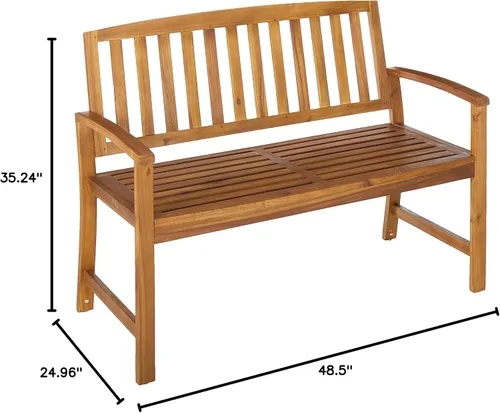 Vista 3 de Tamika - Banca de madera de acacia para exterior.