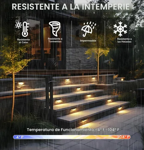 Vista 6 de CLOUDY BAY [Paquete de 12] Luces LED de Escalón de 3 Colores de Bajo Voltaje 12-24V para Exteriores, Luz de Contrahuella de Escalera de Paisajismo