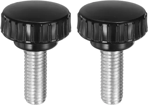 Vista 128 de uxcell 2 perillas de sujeción moleteadas M6 x 0.394 in métricas de acero inoxidable 304 rosca macho tornillo de pulgar en tipo 1.181 in cabeza
